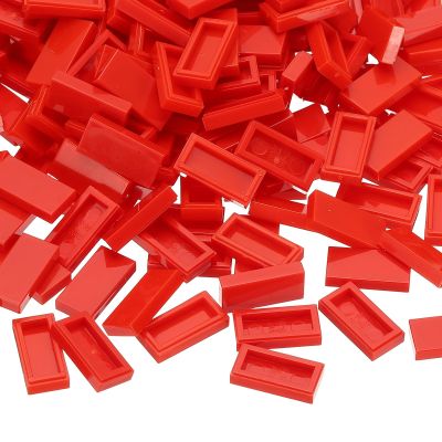 PATIKIL 370 Pcs Flat Blocks Bulk, 1x2 Square Red Classic Tiles Smooth Surface Mini Building Blocks Accessories Compatible Bricks Kits for Building Floor Walls Mosaic Pixel Arts