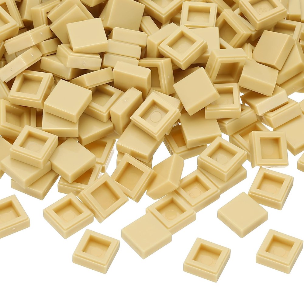 PATIKIL 333 Pcs Flat Blocks Bulk, 1x1 Square Apricot Yellow Classic Tiles Smooth Surface Mini Building Blocks Accessories Compatible Bricks Kits for Building Floor Walls Mosaic Pixel Arts