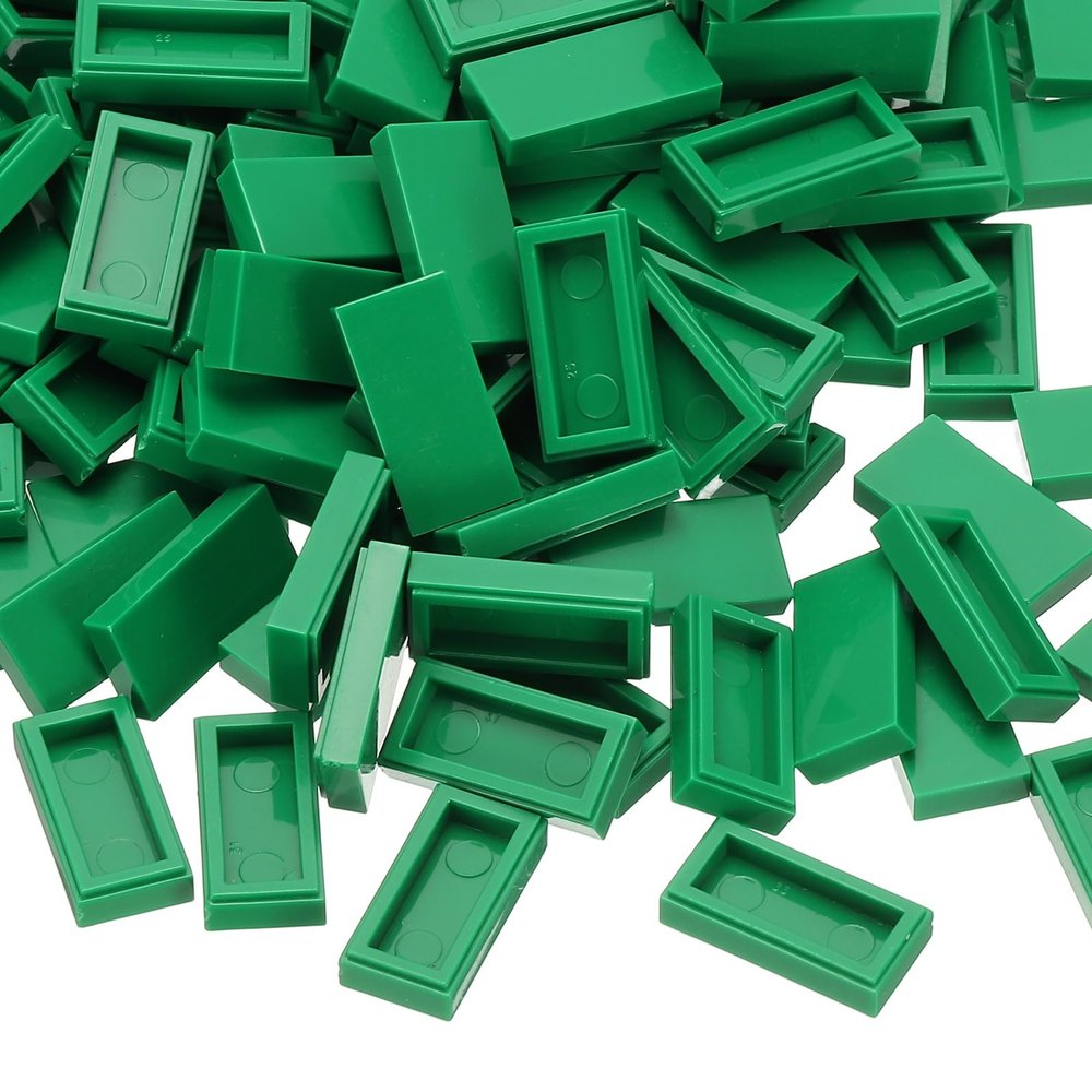 PATIKIL 555 Pcs Flat Blocks Bulk, 1x2 Square Green Classic Tiles Smooth Surface Mini Building Blocks Accessories Compatible Bricks Kits for Building Floor Walls Mosaic Pixel Arts