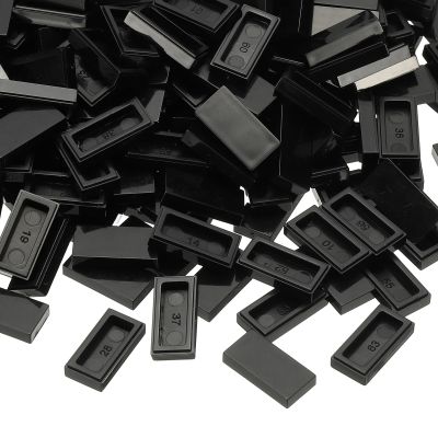 PATIKIL 370 Pcs Flat Blocks Bulk, 1x2 Square Black Classic Tiles Smooth Surface Mini Building Blocks Accessories Compatible Bricks Kits for Building Floor Walls Mosaic Pixel Arts