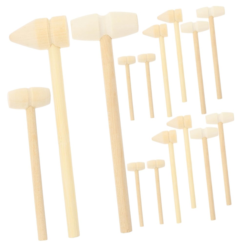 CORHAD 15Pcs Mini Wooden Hammers Knocking Mallets for Educational for Pounding Cracking Egg Safe Solid Wooden Construction