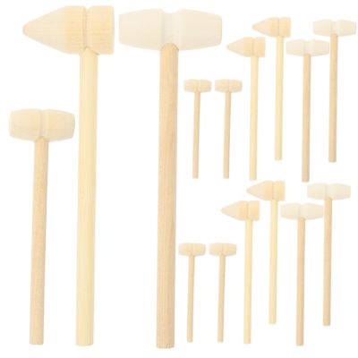 Yardwe 15Pcs Mini Wooden Hammers for Safe Plaything Fun DIY Mallets for Creative Play for Boys