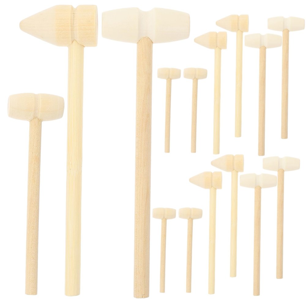 Yardwe 15Pcs Mini Wooden Hammers for Safe Plaything Fun DIY Mallets for Creative Play for Boys