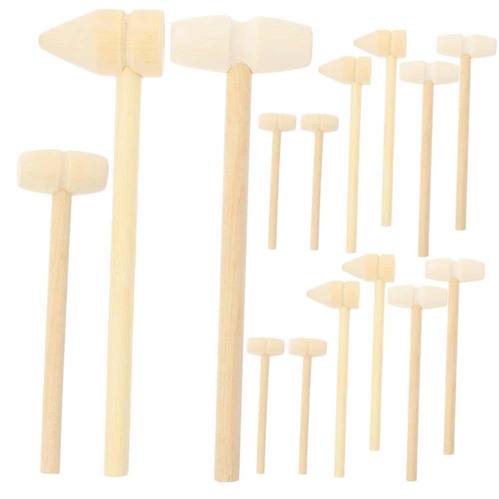 Abaodam 15Pcs Mini Wooden Mallet for Polished Hammering for Safe Parent Interaction for Hand Eye Coordination Grabbing Skills for Ages