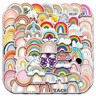 100pcs Cute Rainbow Stickers Set Waterproof Vinyl Multipurpose Decorative Stickers for Kids Teens Laptops, Water Bottles, Notebooks, Mobile Phones, Luggage