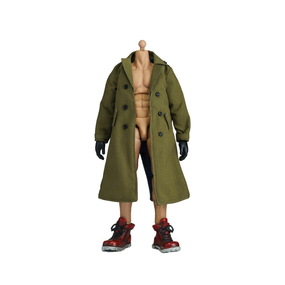 1/12 Action Figure Clothes,Long Trench Coat for 6" Action Figures,1:12 Scale Miniature Coat-only Clothing (Army Green)