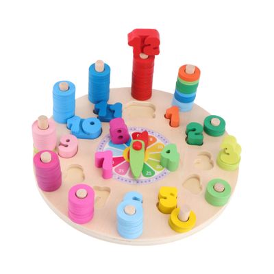 LIOOBO 1Set Colorful Wooden Clock Educational Learning for Numbers Safe Design Fun Early Learning for Boys