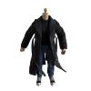 1/12 Action Figure Clothes,Long Trench Coat for 6" Action Figures,1:12 Scale Miniature Coat-only Clothing (Black) view 1