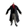 1/12 Action Figure Clothes,Long Trench Coat for 6" Action Figures,1:12 Scale Miniature Coat-only Clothing (Style 2-Black Coat with 2 scarve) view 3