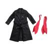 1/12 Action Figure Clothes,Long Trench Coat for 6" Action Figures,1:12 Scale Miniature Coat-only Clothing (Style 2-Black Coat with 2 scarve) view 4