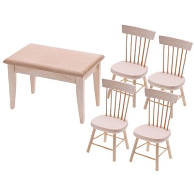 Abaodam 1Set Miniature Furniture of Realistic Table and Chairs for Dollhouses for Photography Props and Home Decor for Mini House Layouts and Decorative