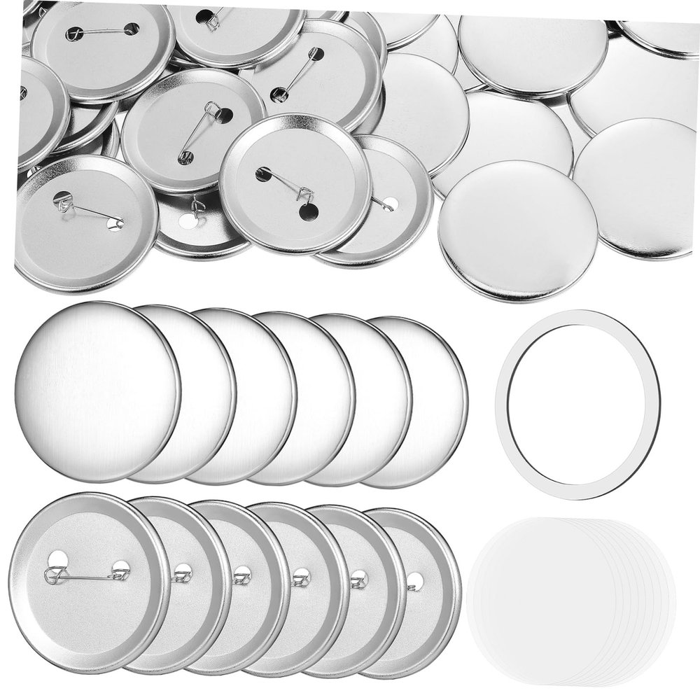 VILLFUL 100 Sets Button Maker Supplies Badge Pins Round Button Making Kit with Covers Films Washers for Crafts Events and Custom Badges