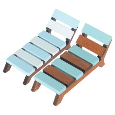 SUPVOX 2Pcs Miniature Dollhouse Beach Chair Lounge Chair Model Fine Workmanship Realistic Design for Mini House Decoration Desktop Ornaments