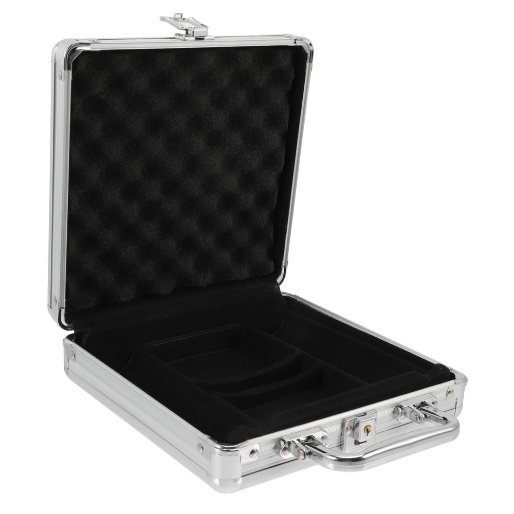 FRCOLOR Large Capacity Aluminum Poker Chip Case Handle Poker Chip Holder Blackjack and Card Games for Home Travel and Casual Gatherings