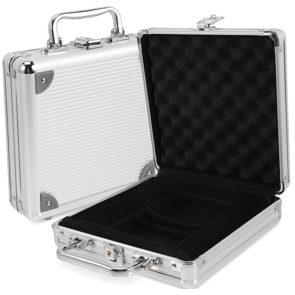 YARNOW Large Capacity Portable Poker Chip Storage Case Alloy Design with Buckle Lock Convenient Handheld Carrier for Poker Cards and Chips for