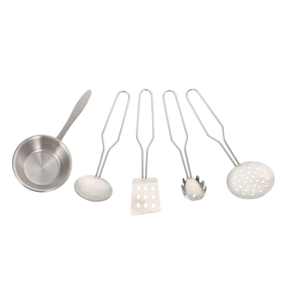 HANABASS 1Set Kitchenware Stainless Steel Cookware Plaything for Pretend Cooking and Stir Frying Safe Design with Smooth Edges for Boys