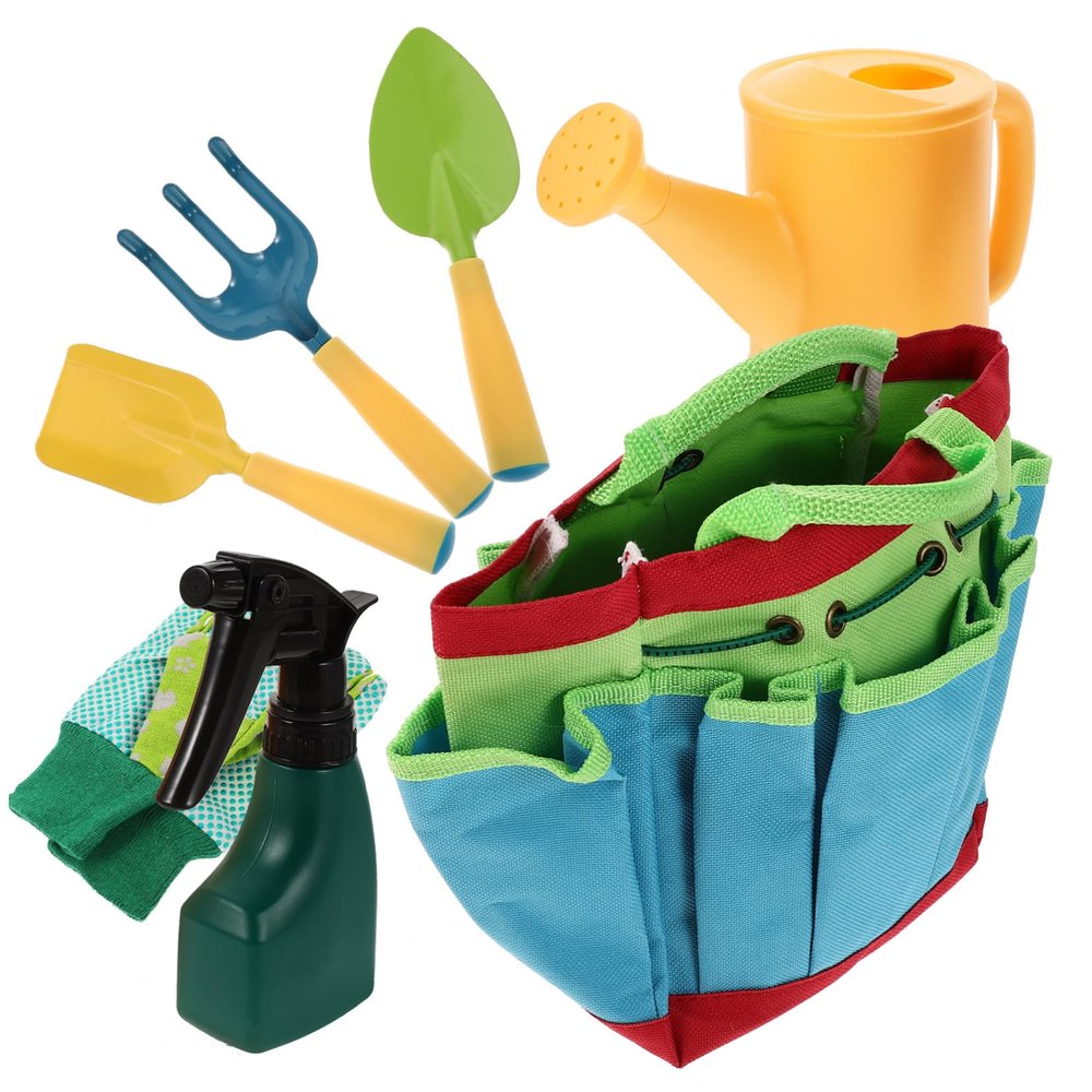 Mipcase 1Set Gardening Tools Shovels Rake Watering Can for Safe Comfortable Grip for Planting Digging Weeding Outdoor for Boys