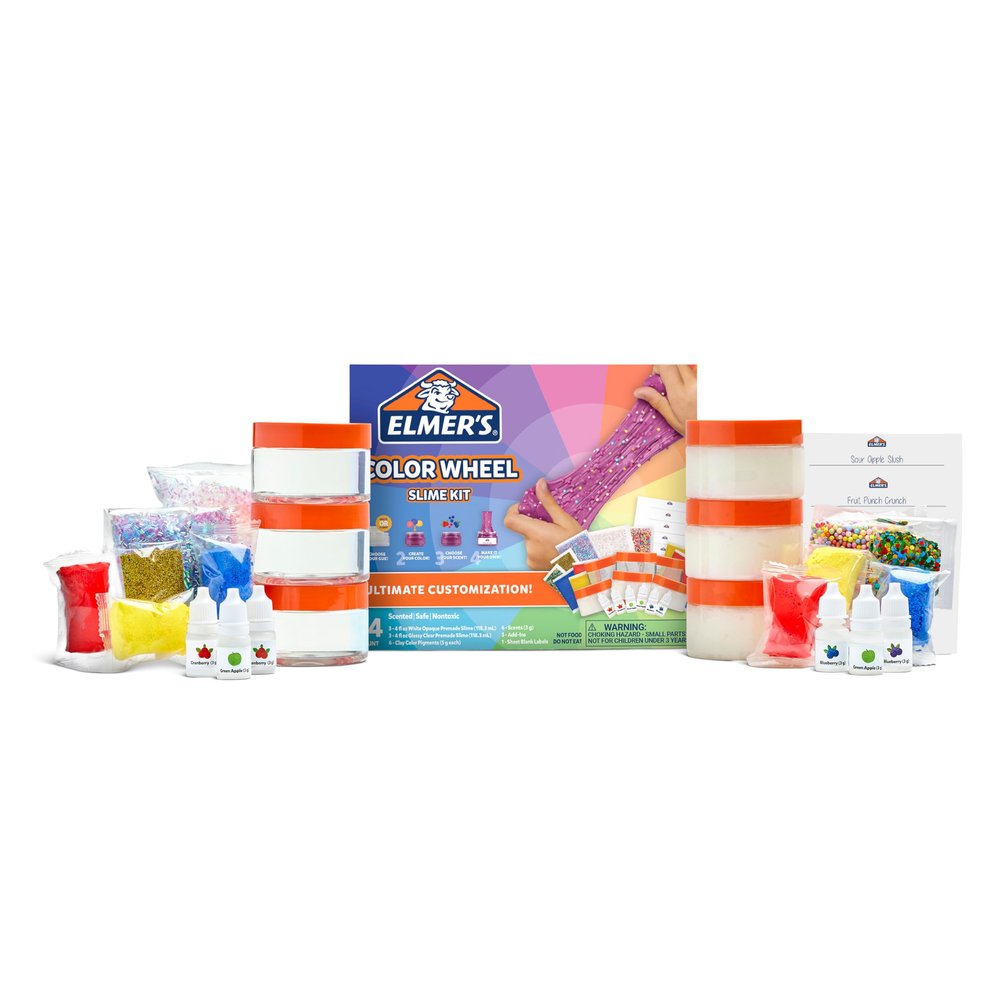 Elmer's Color Wheel Slime Kit, Includes Elmer's GUE Premade Slime, Clay Color Pigments, Scents, Sheet Labels, 24 Piece Kit