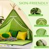 2 Pack Teepee Tent for Kids, Children Play Tents for Girls & Boys Slumber Party, Cotton Linen Playhouse Sleepover Tent with Pompom & Lights view 2