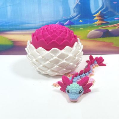 3D Printed Axolotl Dragon and Egg, 1 pc Articulated Multi Color Baby Axolotl Dragon, Tiny Animal Gift Idea, Birthday Party Decorations, BD008-AXOLOTL (Multi Color)