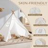 2 Pack Teepee Tent for Kids, Children Play Tents for Girls & Boys Slumber Party, Cotton Canvas Playhouse Sleepover Tent with Pompom & Lights view 2