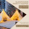 2 Pack Teepee Tent for Kids, Children Play Tents for Girls & Boys Slumber Party, Cotton Canvas Playhouse Sleepover Tent with Pompom & Lights view 4
