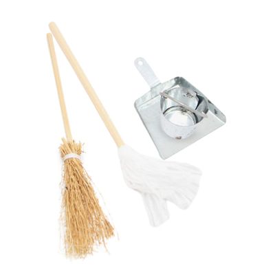 Yardwe 1Set Miniature Dollhouse Cleaning Accessories Mini Mop Broom Dustpan Bucket Prop for Playhouse for Miniature Model Decor Collection