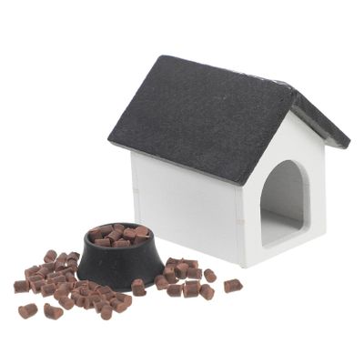 BRIGHTFUFU 1Set Miniature Dog Kennel Dog House Bowl and Food Model for House and Accessories for Miniature Craft Enthusiasts