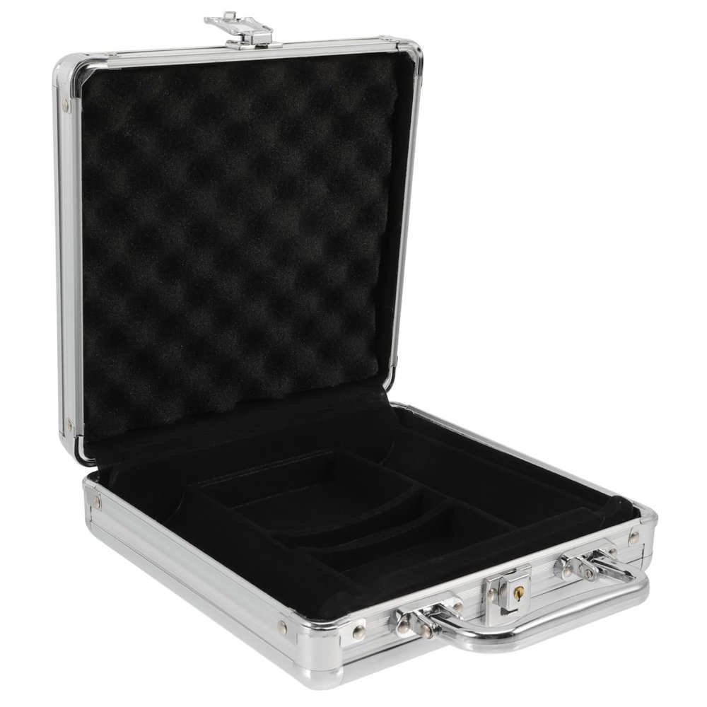 BRIGHTFUFU Portable Alloy Poker Chip Case for Poker and Blackjack Large Capacity Storage Box Handle Sturdy Metal Carrying Container for Game Evenings and Tournaments