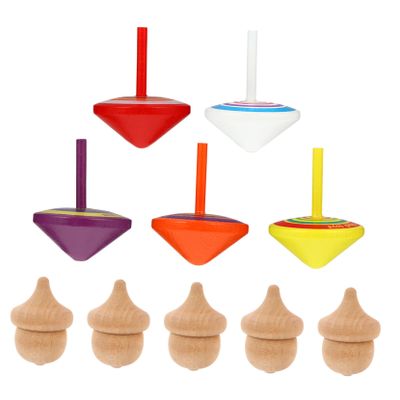 CIYODO 10Pcs Wooden Tops for Engaging Hand Spinning and Safe Design for Promotes Motor Skills and Hand Eye Coordination Random Colors Included