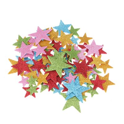 Cabilock 200Pcs Glitter Star Stickers for DIY Crafts Self Adhesive Decorative Wall Ceiling Accents Random Colors for Scrapbooking Projects and Classroom Decor