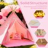 2 Pack Teepee Tent for Kids, Children Play Tents for Girls & Boys Slumber Party, Cotton Canvas Playhouse Sleepover Tent with Pompom & Lights view 3