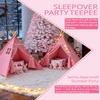 2 Pack Teepee Tent for Kids, Children Play Tents for Girls & Boys Slumber Party, Cotton Canvas Playhouse Sleepover Tent with Pompom & Lights view 4