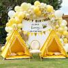2 Pack Teepee Tent for Kids, Children Play Tents for Girls & Boys Slumber Party, Cotton Linen Playhouse Sleepover Tent with Pompom & Lights view 1
