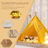 2 Pack Teepee Tent for Kids, Children Play Tents for Girls & Boys Slumber Party, Cotton Linen Playhouse Sleepover Tent with Pompom & Lights view 3