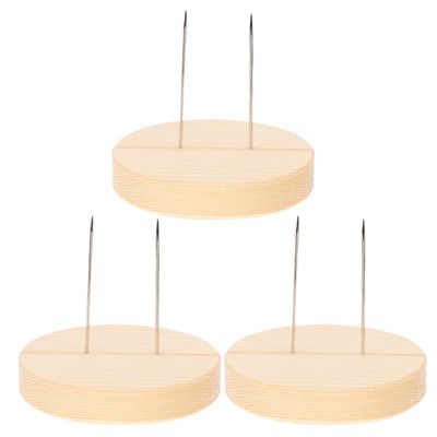 Abaodam 3Set Double Steel Needle Doll Display Holder with Wooden Base Versatile Stands for Needle Felting Projects Action Figures and DIY Dolls Durable Sturdy Design for Organized