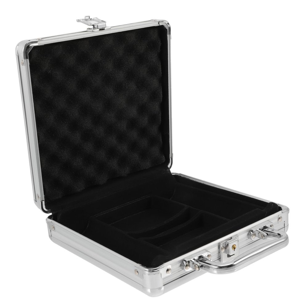 Beaupretty Alloy Poker Chip Storage Case with Compartment Inner Structure Large Capacity Poker Cards Carrying Box with Buckle Lock