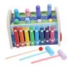 HOMOBABE 1Set Montessori Busy Board with Hammer and Xylophone Wooden Activity Cube for Fine Motor Skill Development Safe and Educational Plaything view 1