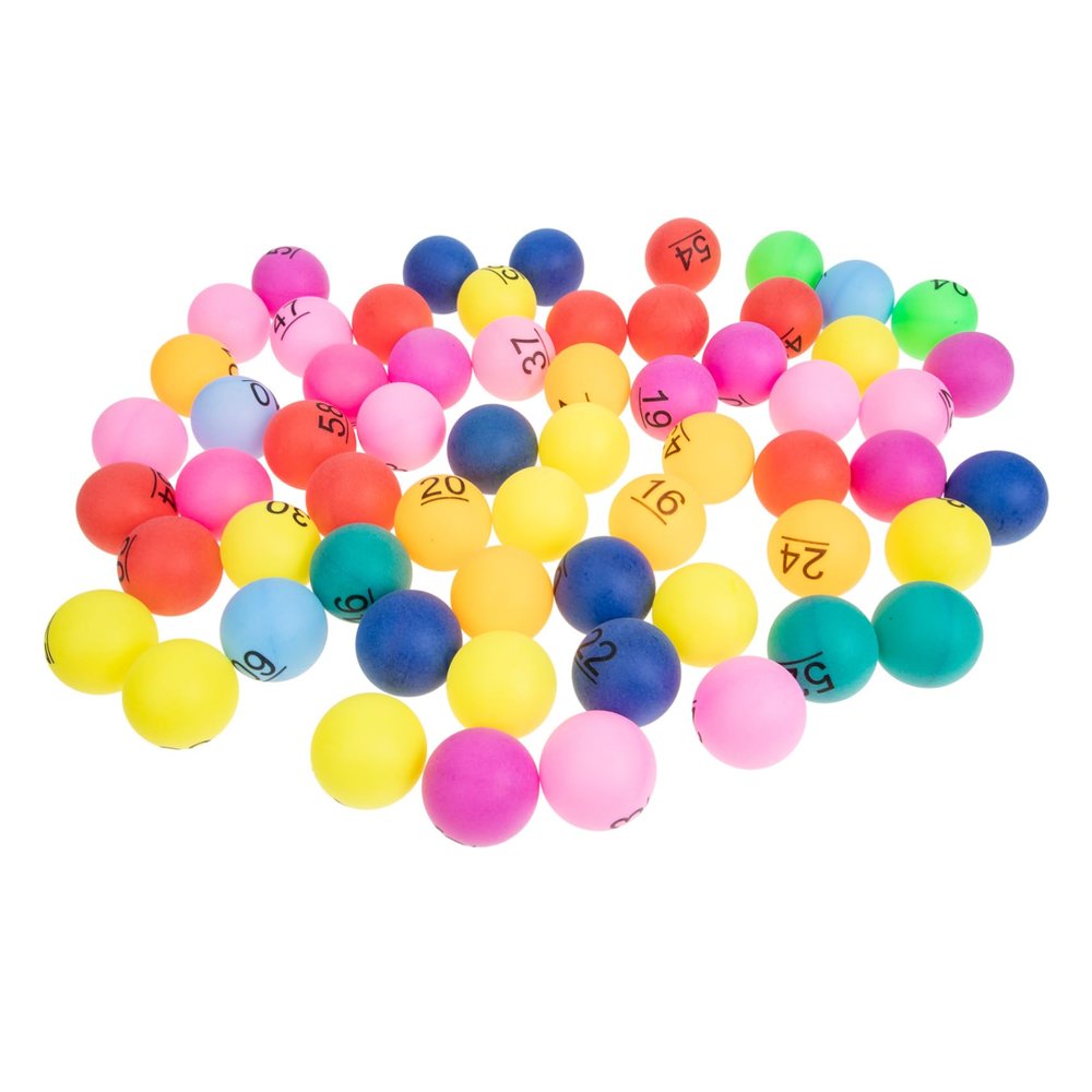 POPETPOP 60 Pcs Colorful Lottery Balls for Raffle and Bingo Games Numbered 1-60 Sturdy Plastic Party Supplies for Home Entertainment and Events