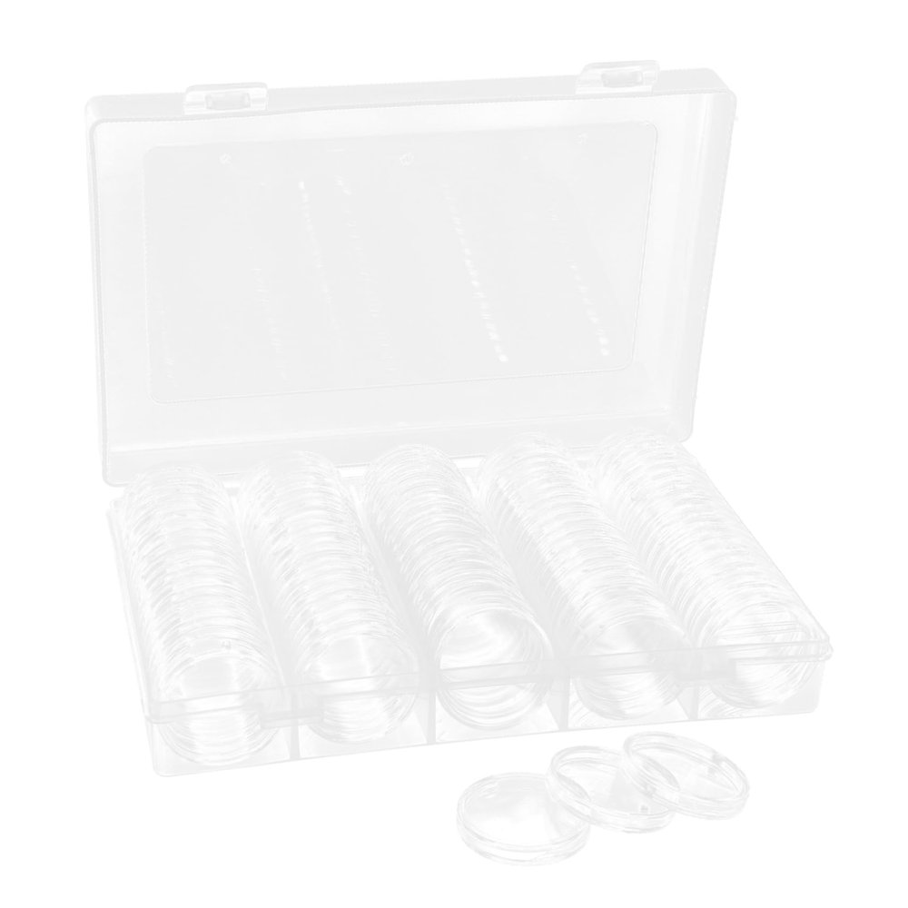 BATHVEVE 1Set Coin Capsules Transparent Coin Holder Cases with Inner Padding for Coin Storage and Collection for Coin Collectors Organizers and Protectors