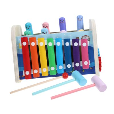 CORHAD 1Set Educational Montessori Wooden Busy Board Hammering Pounding Xylophone for Develop Fine Motor Skills Enhance Cognitive Abilities Safe Rounded Corners