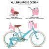 JOYSTAR 20 Inch Girls Bike with Training Wheels Doll Seat Basket & Streamers Princess 20 Kids Bicycle for Ages 7-10 Years Kids Bikes Blue view 3