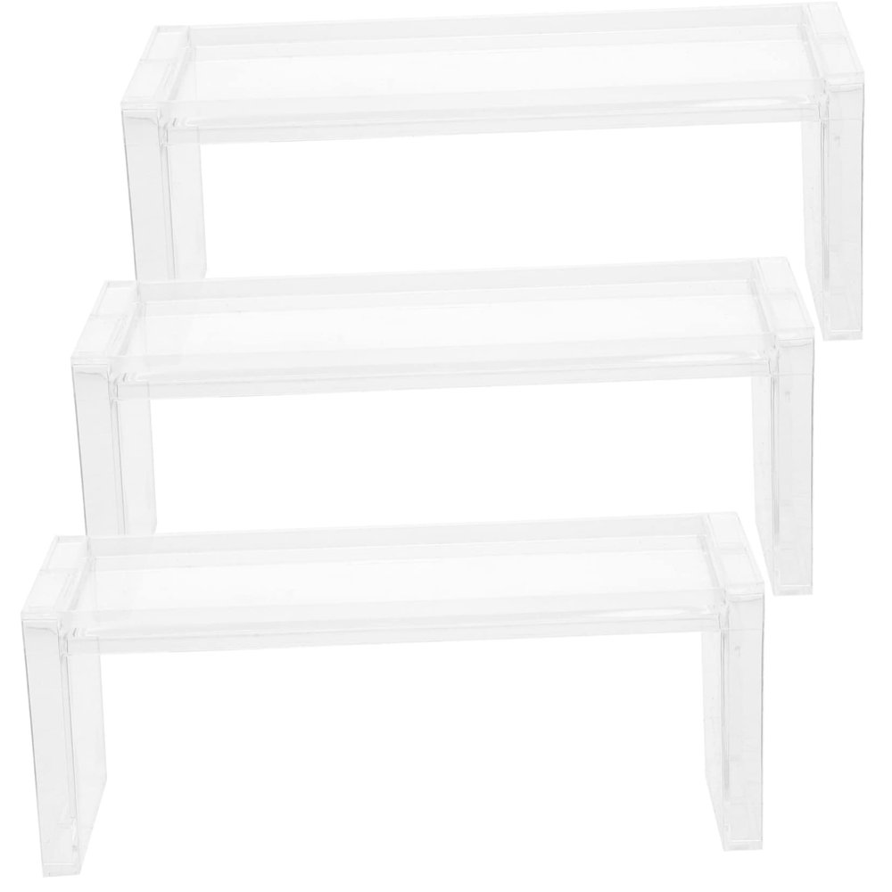 BESTYASH 3Pcs Clear Collectibles Display Stands for Tabletop Transparent Racks for Organizing Models Bags Phones Home Store Settings
