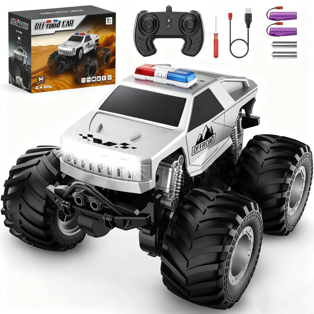 Amilacily Remote Control Car, All Terrain Remote Control Truck, RC Cars with 360 Degree Spins, Pickup-Style Toy Car with Light, Rechargeable RC Truck for Boys Girl Kids 4-7 8-12 6-8