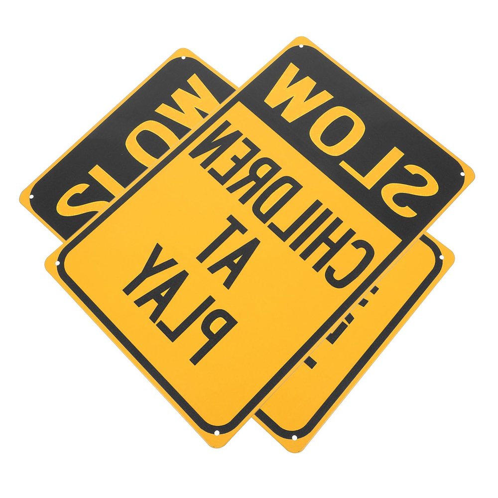 ELAYARD 2Pcs Slow Playing Sign High Visibility Safety Sign for Streets Neighborhoods Easy Installation Alerts Drivers Pedestrians to Nearby Improves Safety