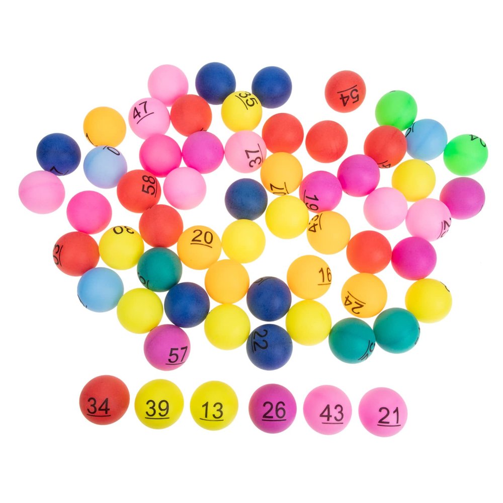VICASKY 60Pcs Numbered Lottery Balls Plastic Seamless Game Balls for Raffles Parties and Entertainment Activities