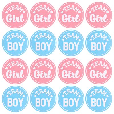 100pcs Gender Reveal Stickers, 1.57in Blue & Pink Round Team Boy or Girl Voting Stickers Self-Adhesive Gender Reveal Labels Games Baby Shower Party Decorations