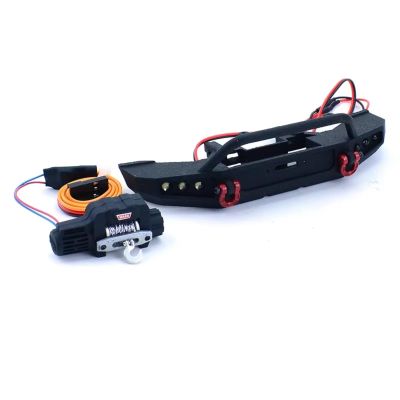 BOQEXSS for Traxxas for Defender for Bronco for TRX4M 1/18 for Climbing Car Front Bumper with Electric Winch RC Crawler Car Parts Rc Bumpers(Bronco with Winch)