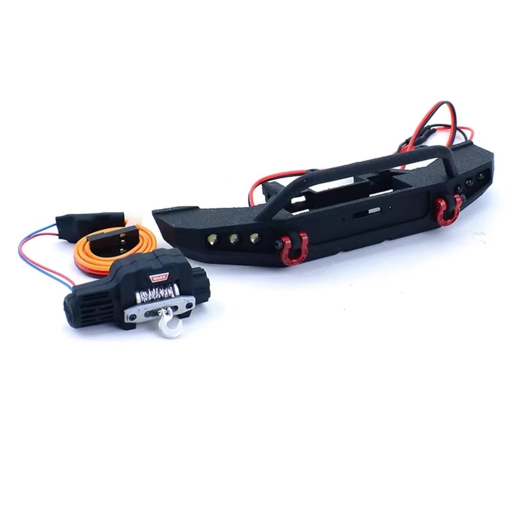 BOQEXSS for Traxxas for Defender for Bronco for TRX4M 1/18 for Climbing Car Front Bumper with Electric Winch RC Crawler Car Parts Rc Bumpers(Bronco with Winch)