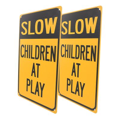 Luxshiny 2Pcs Play Signs Iron Safety Signs for Streets High Visibility Easy Installation Weather Resistant Warning for Playing Secure Setup for Neighborhoods